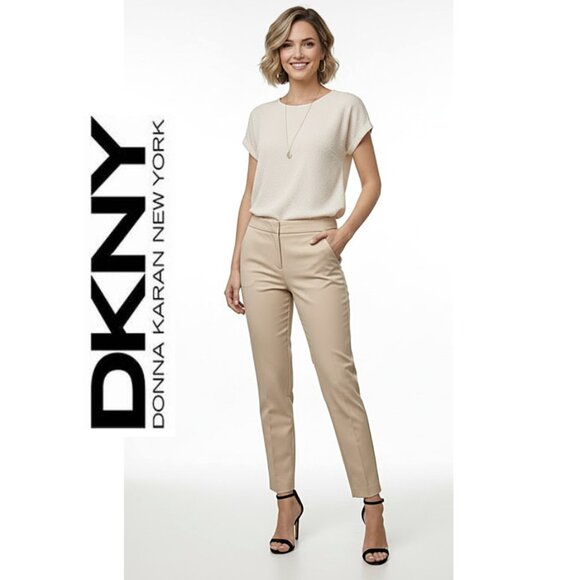 DKNY -  boyfriend cut beige khakis - Picture 1 of 8